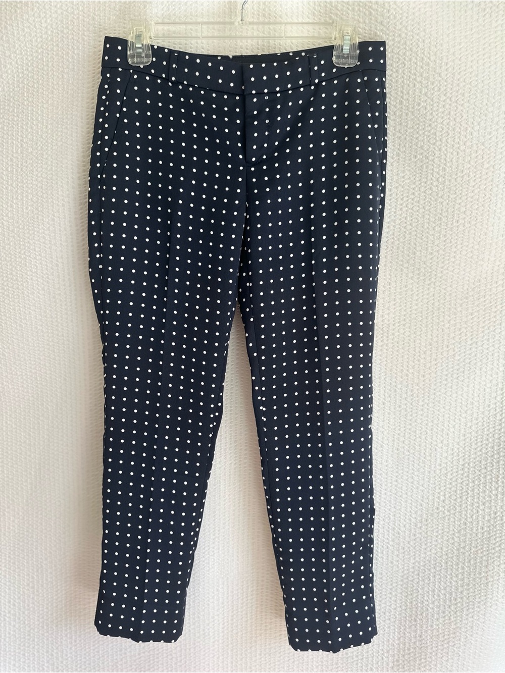BANANA REPUBLIC Avery Navy White Polka Dot Ankle Pants Petite 0 Dress Trousers